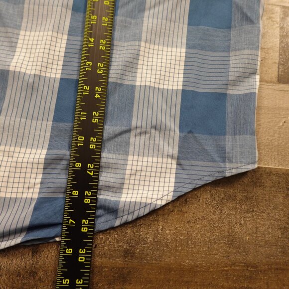 Orvis Short Sleeve‎ Woven Tech Shirt men's extra large captain blue check plaid - Picture 6 of 10